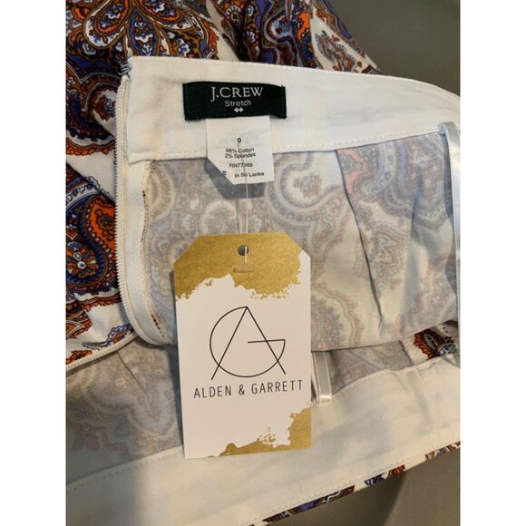 J.Crew White Bright Multicolor Paisley Pencil Skirt, Size 0 - Picture 7 of 7